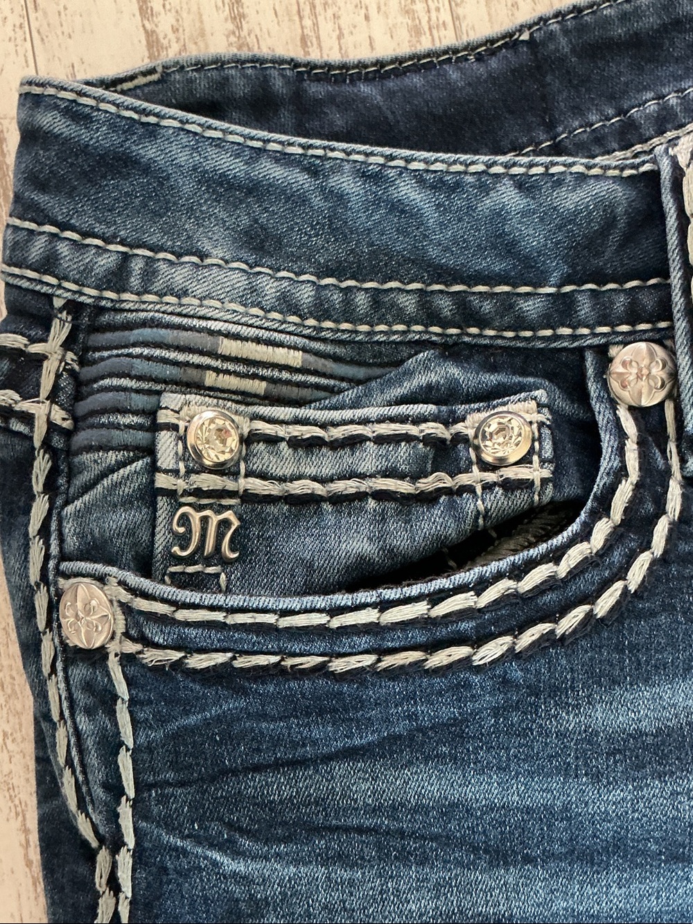 Miss Me Mid Rise Skinny Jeans Embellished Pocket 33 - Picture 11 of 15